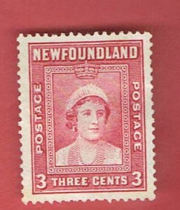 NEWFOUNDLAND SCOTT#246 1938 3c QUEEN ELIZABETH II - USED/HR