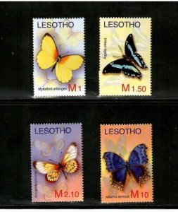 Lesotho 2007 - Butterflies Nature - Set of 4 Stamps - Scott #1407-10 - MNH