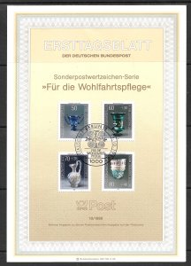 GERMANY 1986 GLASSWARE Semi Postal Set Souvenir Card Sc B647-B650 FDOI FDOI