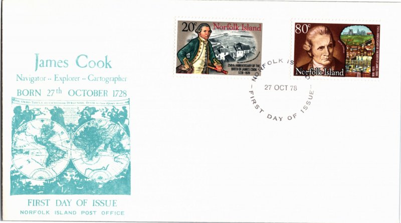 Norfolk Islands, Worldwide First Day Cover, Captain Cook
