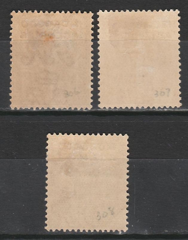 MOROCCO AGENCIES 1914 KGV 4D 6D AND 1/- WMK SIMPLE CYPHER 