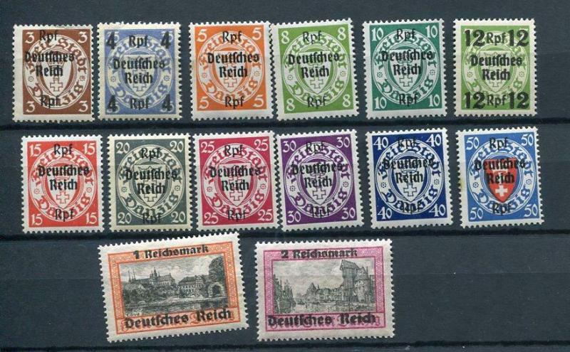 Germany Danzig 1939 Mi 716-729 Sc 241-54 MNH CV €220 Overprint  7136