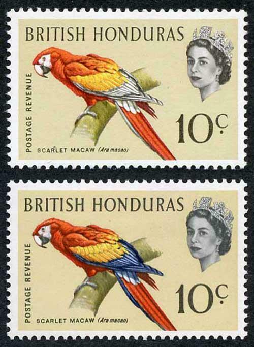 British Honduras SG207a 1962 Birds 10c blue omitted U/M