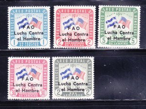 Honduras C320-C324 Set MH Overprint