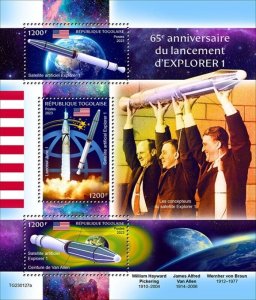 Togo - 2023 Explorer 1 Launch Anniversary - 3 Stamp Sheet - TG230127a