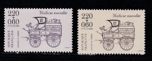 France # B599-600, Stamp Day - Postal Coach, Mint  NH, 1/2 Cat.