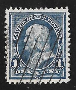 264 1 cent Fancy Cancel Franklin, Deep Blue Stamp used EGRADED XF 92 XXF