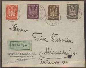 Germany 1923 Inflation Airmail Luftpost Cover Bremen Munich 110362