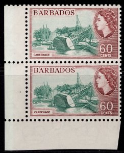 BARBADOS QEII SG299a, 60c blue-green & pale maroon, NH MINT. Cat £130. PAIR