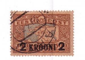Estonia Sc  106 1930 2 kr ovpt on 300m Map stamp used