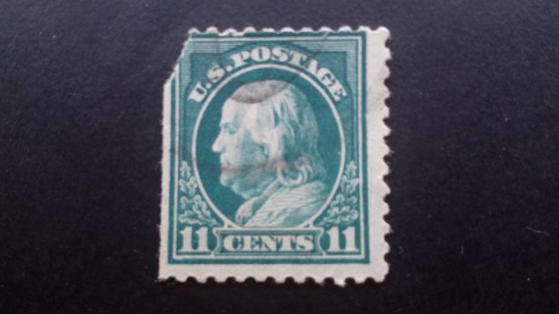 United States 11 cents Benjamin Franklin (torn - gap filler) Used