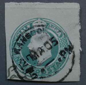 India Postal Stationary Cut Square Used Dated 27 MA 05 Place Cancel