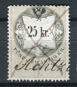 AUSTRIA; 1870s classic early Revenue issue fine used 25Kr. value