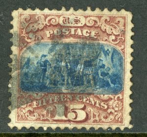 USA 1869 Columbus Landing 15¢ Pictorial Scott # 118 Type 1  VFU M689 ⭐⭐⭐⭐