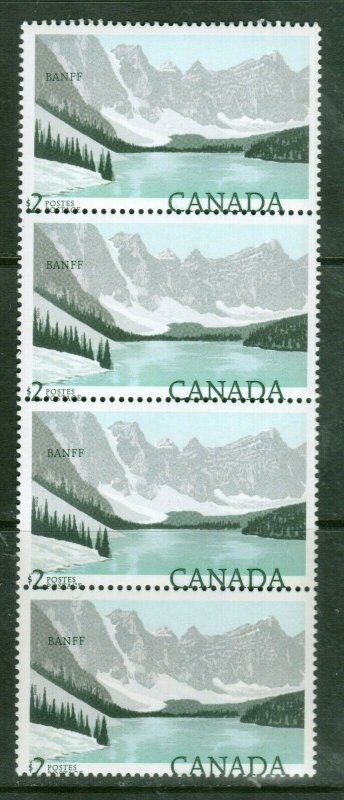 Canada #936 Very Fine Never Hinged Dramatic Shift Of Engraving Strip Of Four