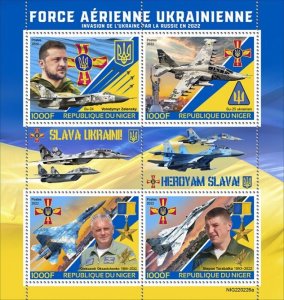 NIGER - 2022 - Ukrainian Air Force - Perf 4v Sheet - Mint Never Hinged