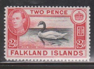 FALKLAND ISLANDS Scott # 86A MH - KGVI & Black Necked Swan