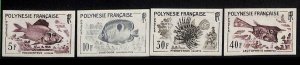 ZA0080b - FRENCH POLYNESIA - Set of 4 IMPERF STAMPS - FISH 1962 MNH-