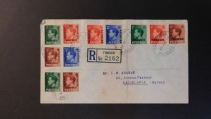 1937 Registered Tangier Morocco Agencies Cover GPO to Casablanca Maroc