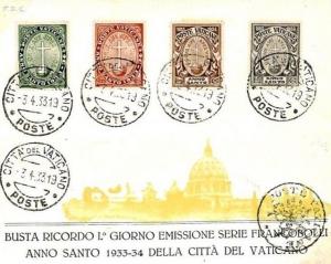 VATICAN First Day Cover *Holy Year* ILLUSTRATED FDC ST.PETER 1933{samwells} F84