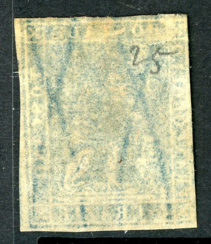 Italy 1857 Tuscany 6cr Blue Scott #13 VFU T715 ⭐⭐⭐⭐