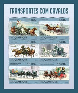 MOZAMBIQUE - 2013 - Horse Transport - Perf 6v Sheet -Mint Never Hinged