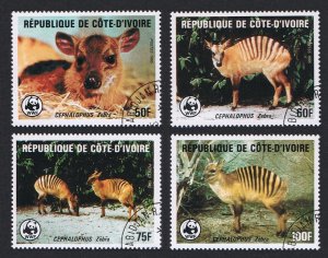 Ivory Coast WWF Zebra Duiker 4v 1985 CTO SC#764-767 SG#867-870 MI#881-884