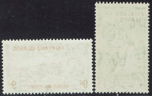 FALKLAND ISLANDS 1955 QEII PICTORIAL 9D AND 1/- MNH **