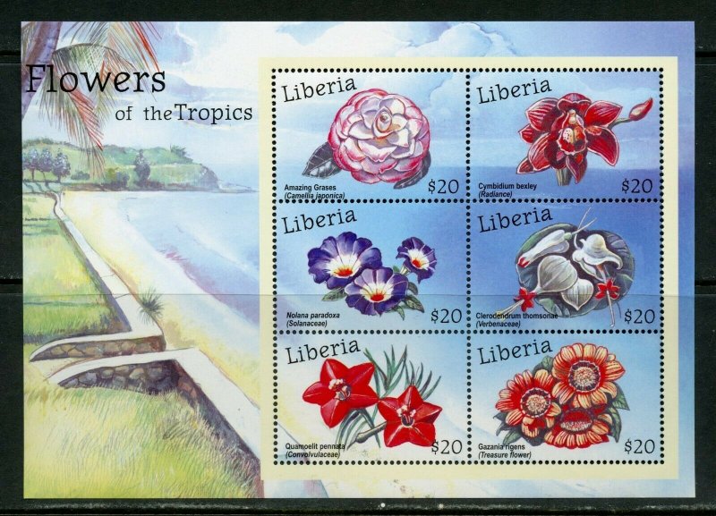 LIBERIA  FLOWERS OF THE TROPICS  SHEET MINT NH