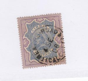 INDIA  # 52 VF-USED  5r  QUEEN VICTORIA /VIOLET & ULTRA CAT VALUE $30