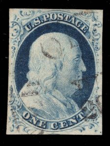 MOMEN: US STAMPS #9 POS. 25R1L IMPERF USED VF LOT #89966*