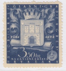 1943 Croatia Seventh Centenary of Foundation of Zagreb 3.50k MNG Stamp A19P10F58-