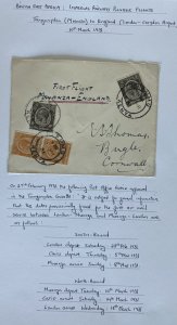 1931 Kisumu Kenya First Flight Airmail Cover FFC To Cornwall England