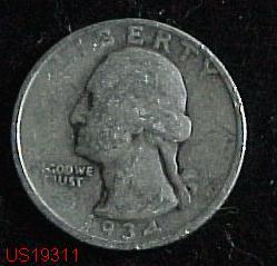 1934 circulated WASHINGTON QUARTER