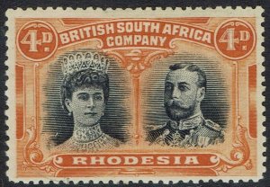 RHODESIA 1910 KGV DOUBLE HEAD 4D PERF 14 