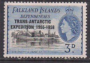 Falkland Islands 1956 QE2 3d Dependencies OVPT MLH SG G43 ( M1454 )