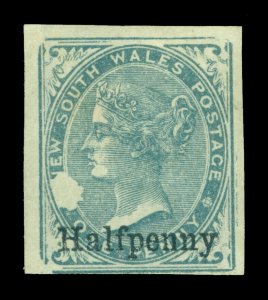 NEW SOUTH WALES 1891  Victoria 1/2p on 1p gray Scott # 92a mint MH - IMPERF. var