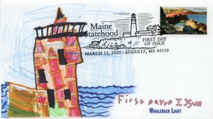 20-061, 2020, Maine Statehood, Pictorial Postmark, First Day Cover, Whaleback Li