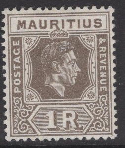 MAURITIUS SG260 1938 1r GREY-BROWN MTD MINT