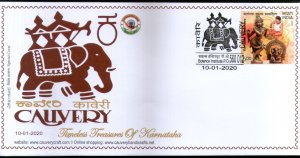 India 2020 Cauvery Handicrafts Elephant Art Animal Wildlife Special Cover #18685