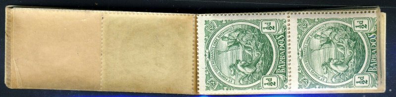 BARBADOS KG V 1916 Booklet Full Contents + Leaves 12x½d & 18x1d Stapled SG SB3