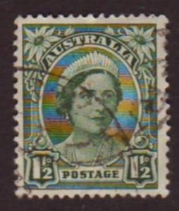 Australia 1942 Sc#224, SG#204 1-1/2d Green Queen KGVI Defins USED