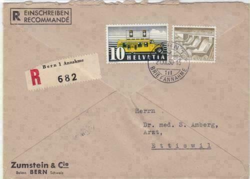 Switzerland 1950 Bern to  Ettiswil cancels stamps cover R 20014