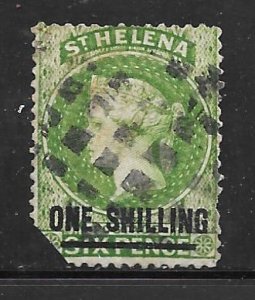 Saint Helena 31: 1/- on 6d Queen Victoria, used, AVG, Torn corner