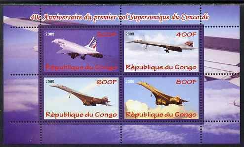 CONGO KIN. - 2009 - Concorde First Flight - Perf 4v Sheet - MNH - Private Issue