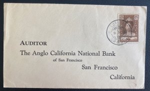 1933 Willemstad Curacao Cover To California National Bank San Francisco CA USA