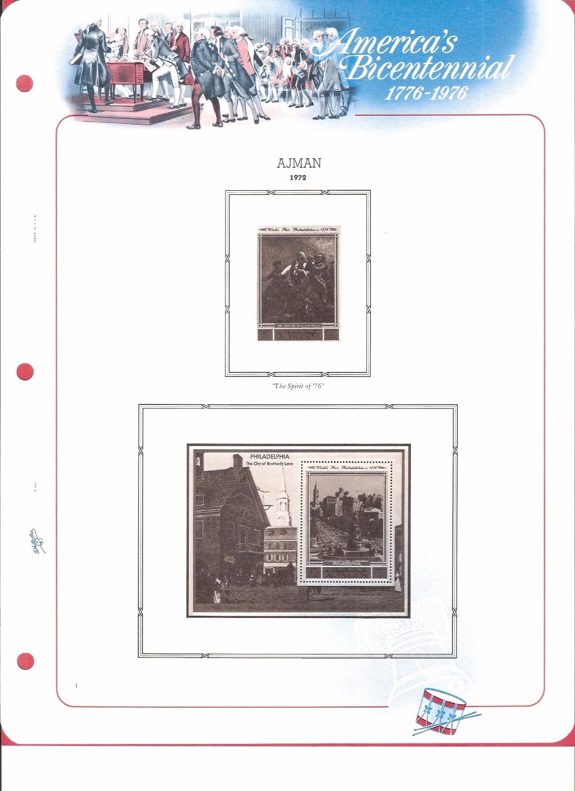 White Ace Historical Stamp Album Pages Foreign American Revolution