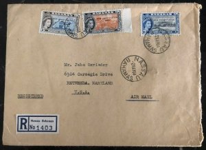 1964 Nassau Bahamas Registered Airmail cover To Bethesda USA