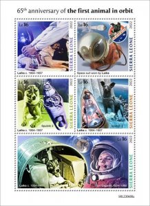 Sierra Leone - 2022 Laika in Orbit Anniversary - 5 Stamp Sheet - SRL220608a