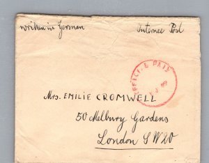 1940 Douglas Isle Of Man WW2 Onchon POW Internment Camp Cover To London England